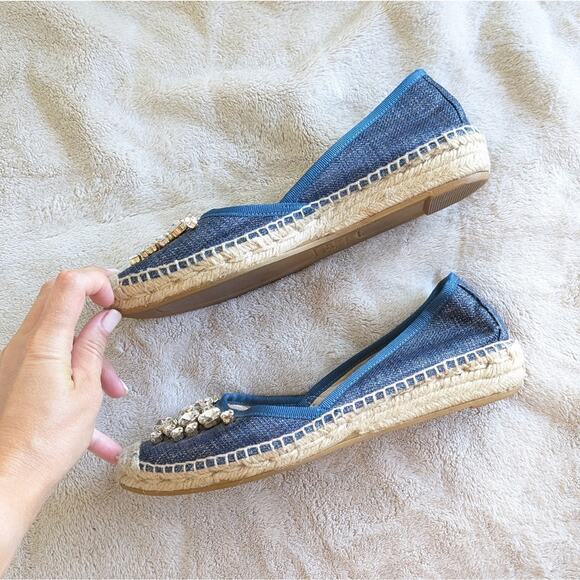 Russell & Bromley Denim Blue Embellished Espadrilles Flats, size 39 - Picture 5 of 8